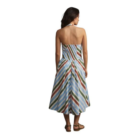 Anthropologie Maeve Womens size XL Striped Coastal Beachy Halter Midi Sundress - Picture 5 of 9